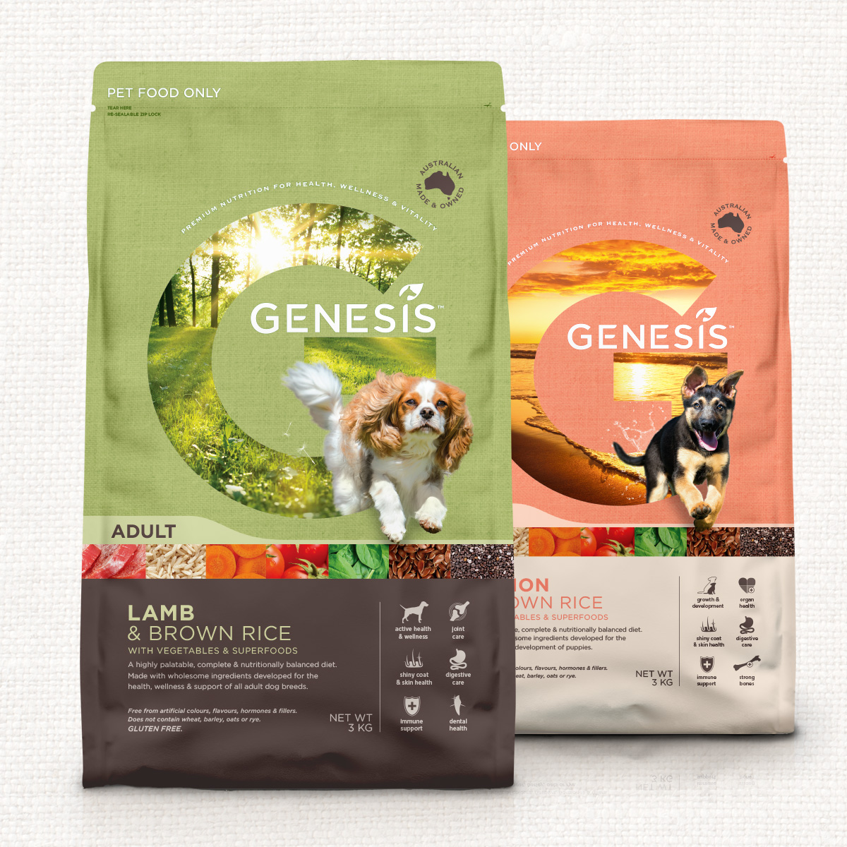 Genesis Premium Dog Food Brand & Packaging Design Boxer & Co.