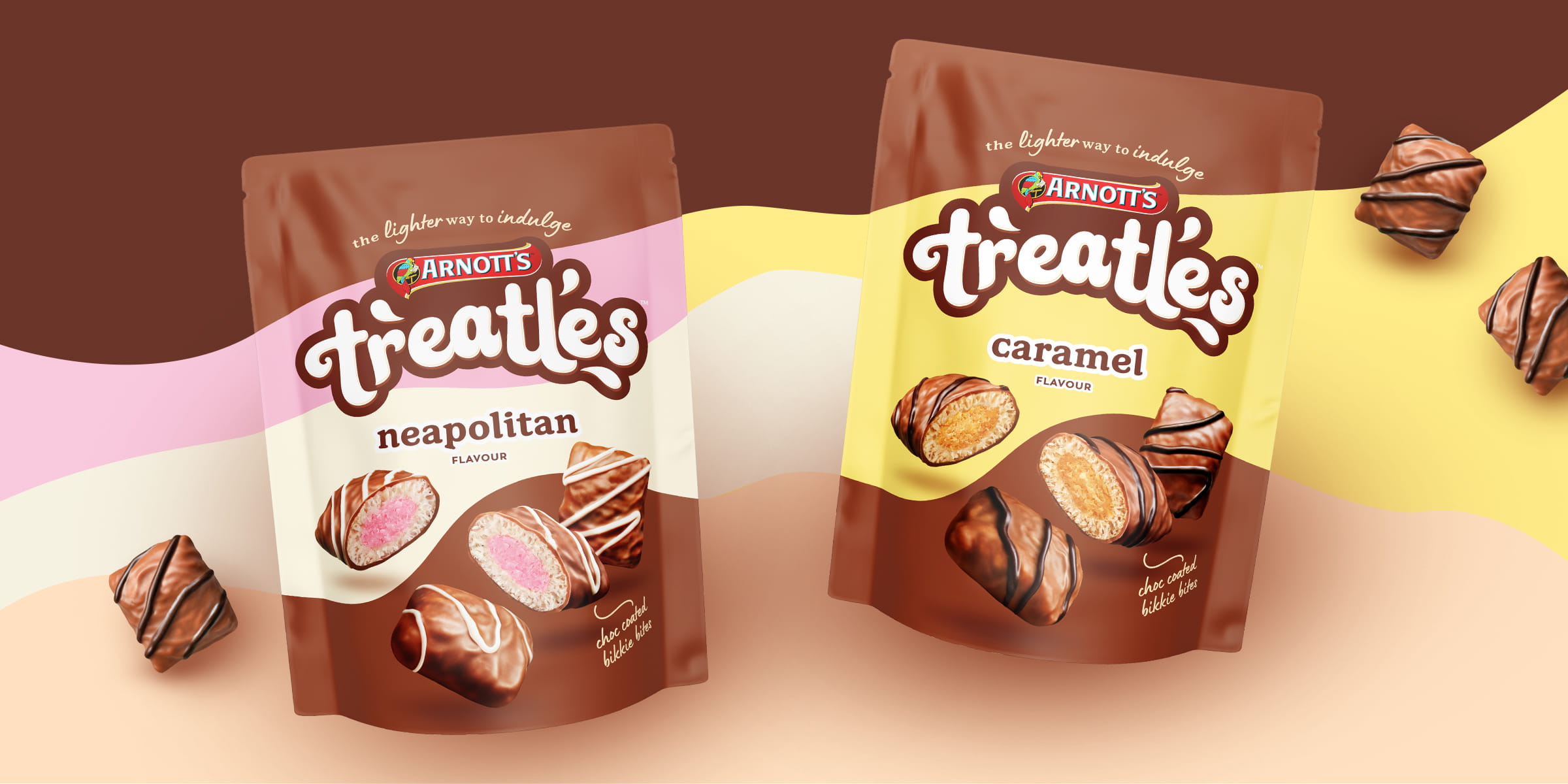 boxer-and-co-branding-agency-design-packaging-trestle-treatles-arnotts-waves-of-flavour-caramel-neopolitan-yellow-pink-snack-bikkie-bites