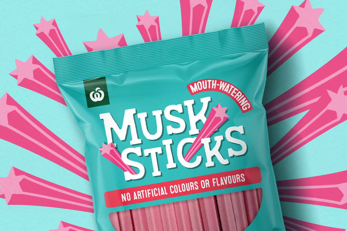musk-sticks-woolworths-party-lollies-branding-design-boxer-and-co-pink-sweets-vibrant